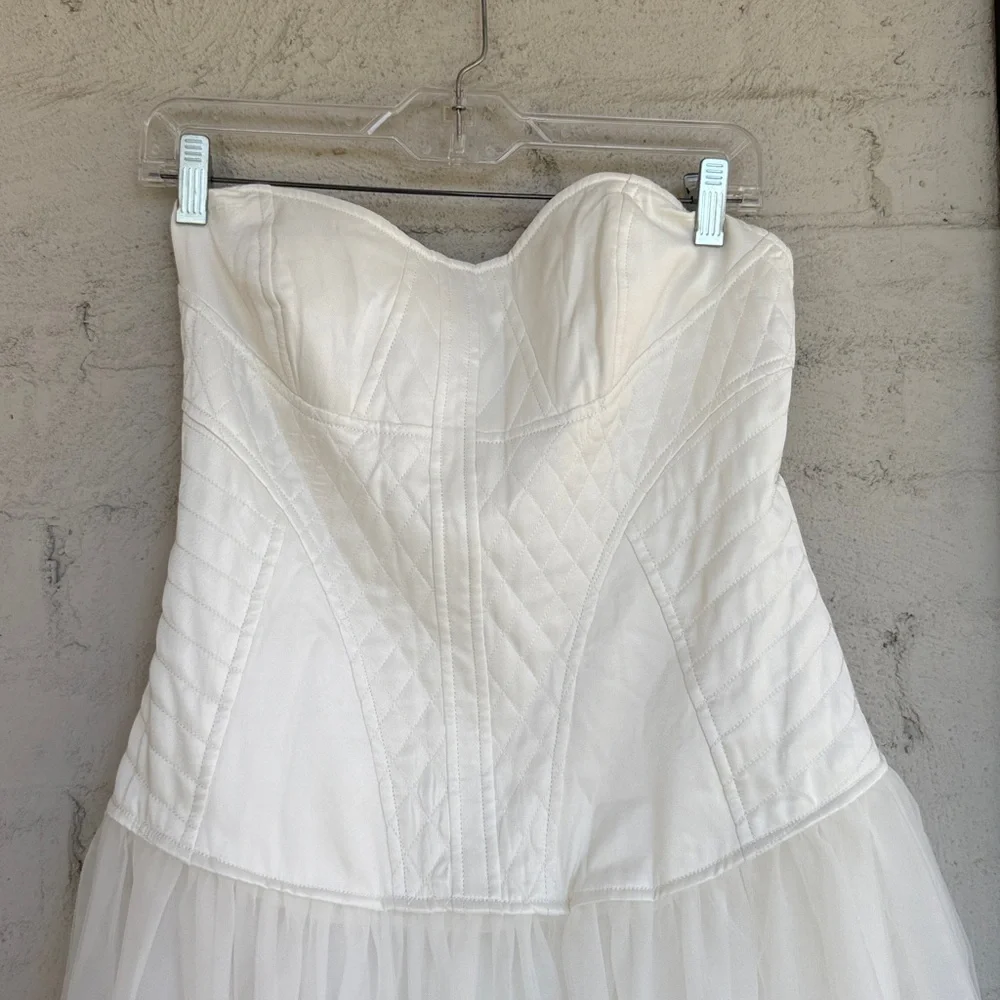 NWT Anthropologie BHLDN Strapless Satin/Tulle-Skirt Tea Length Dress Medium - Picture 11 of 16